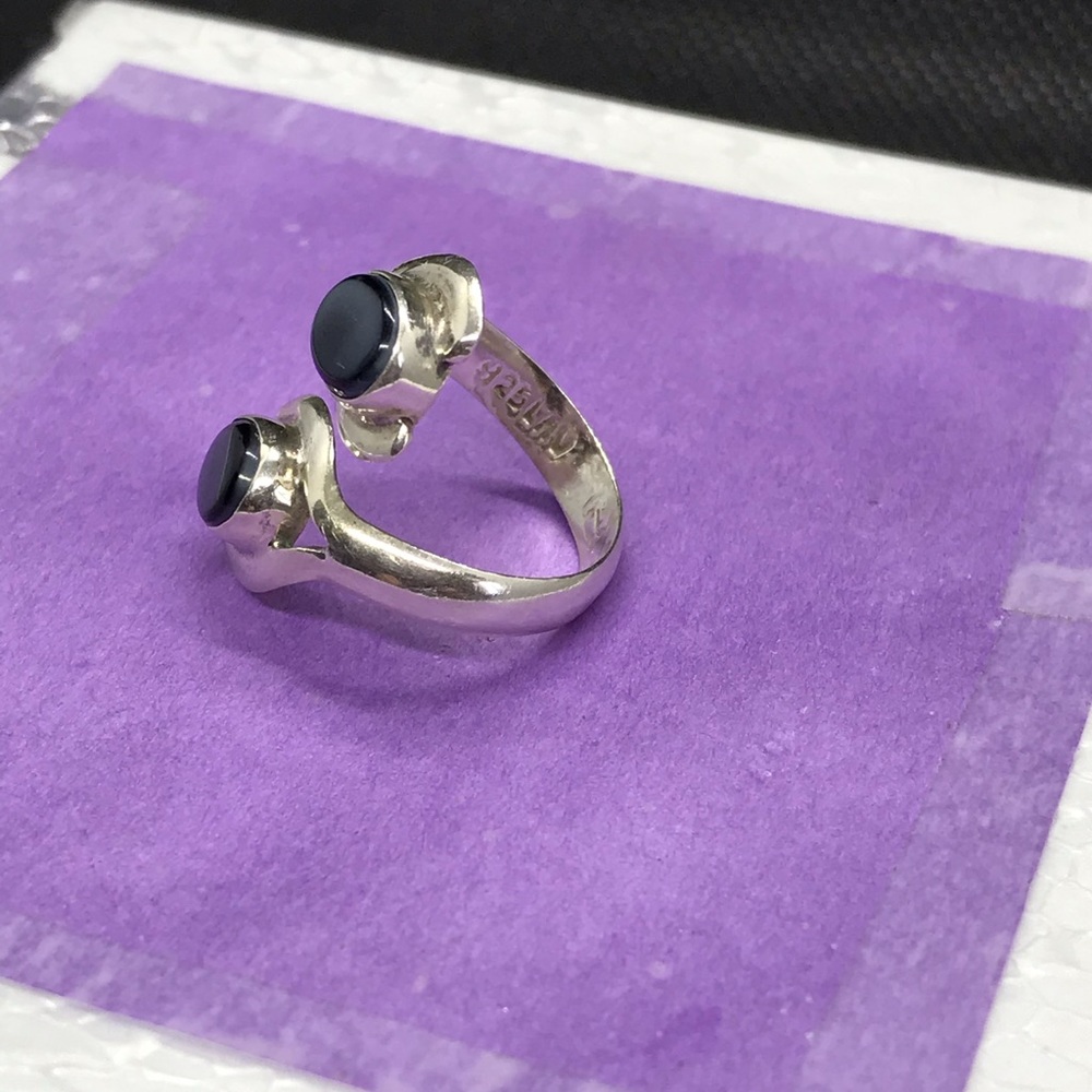 Double Black Stones Statement Ring - image 3